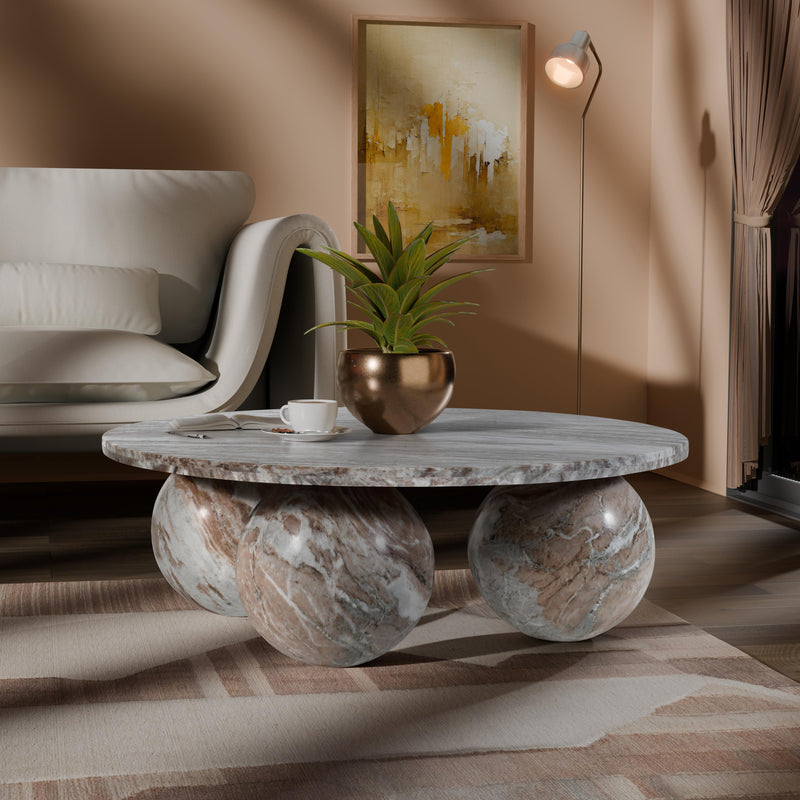 Meridian Spherical Brown Coffee Table (4 Boxes) IMAGE 2