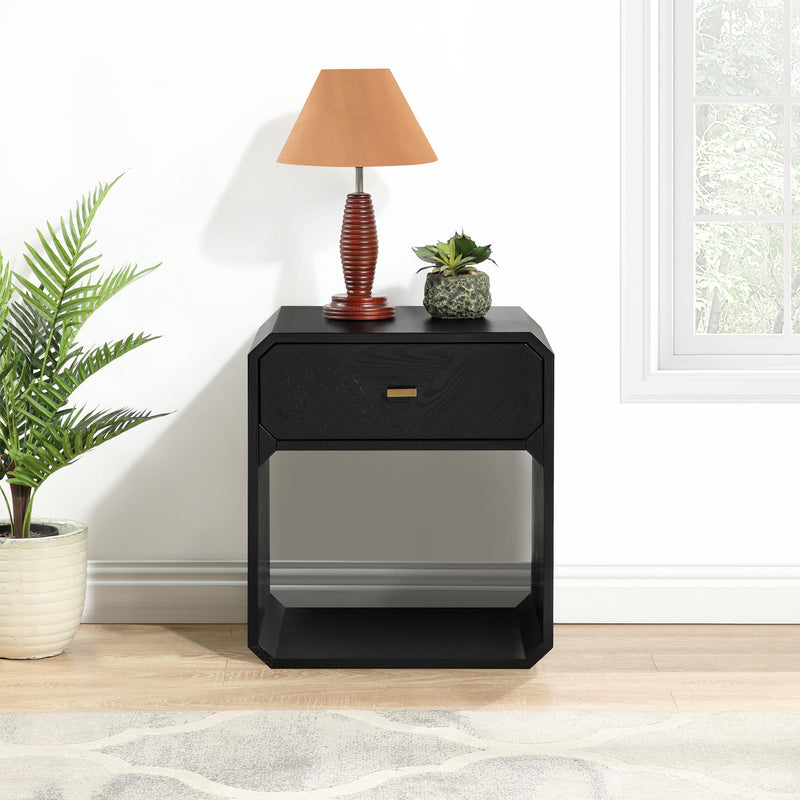 Meridian Parker Black Ash Veneer Night stand IMAGE 2