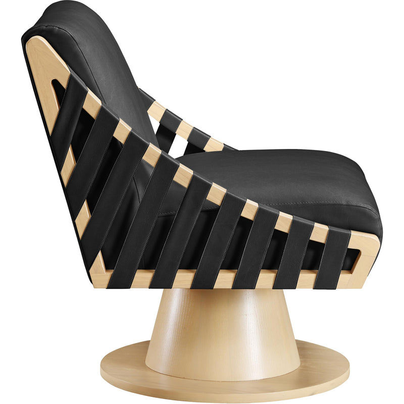 Meridian Millwin Black Vegan Leather Swivel Accent Chair IMAGE 4