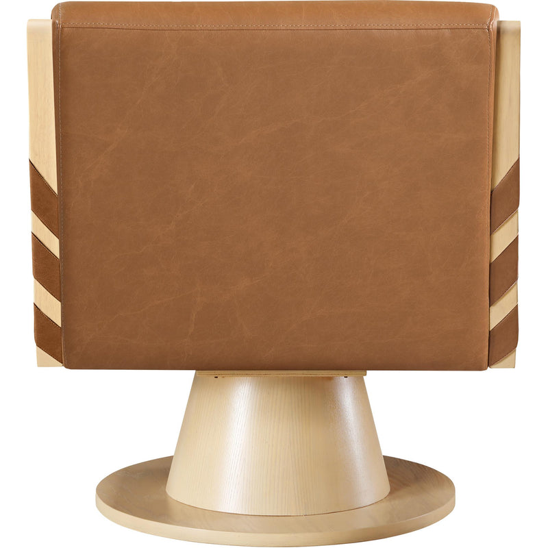 Meridian Millwin Cognac Vegan Leather Swivel Accent Chair IMAGE 5