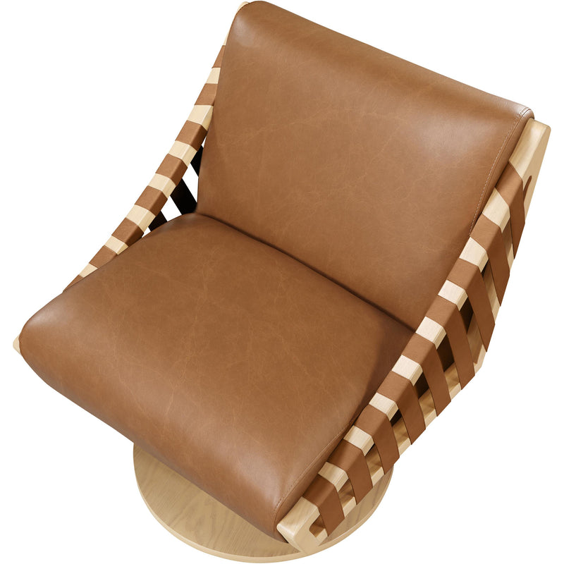 Meridian Millwin Cognac Vegan Leather Swivel Accent Chair IMAGE 6