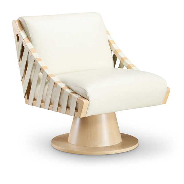 Meridian Millwin Cream Vegan Leather Swivel Accent Chair IMAGE 1