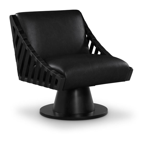 Meridian Millwin Black Vegan Leather Swivel Accent Chair IMAGE 1