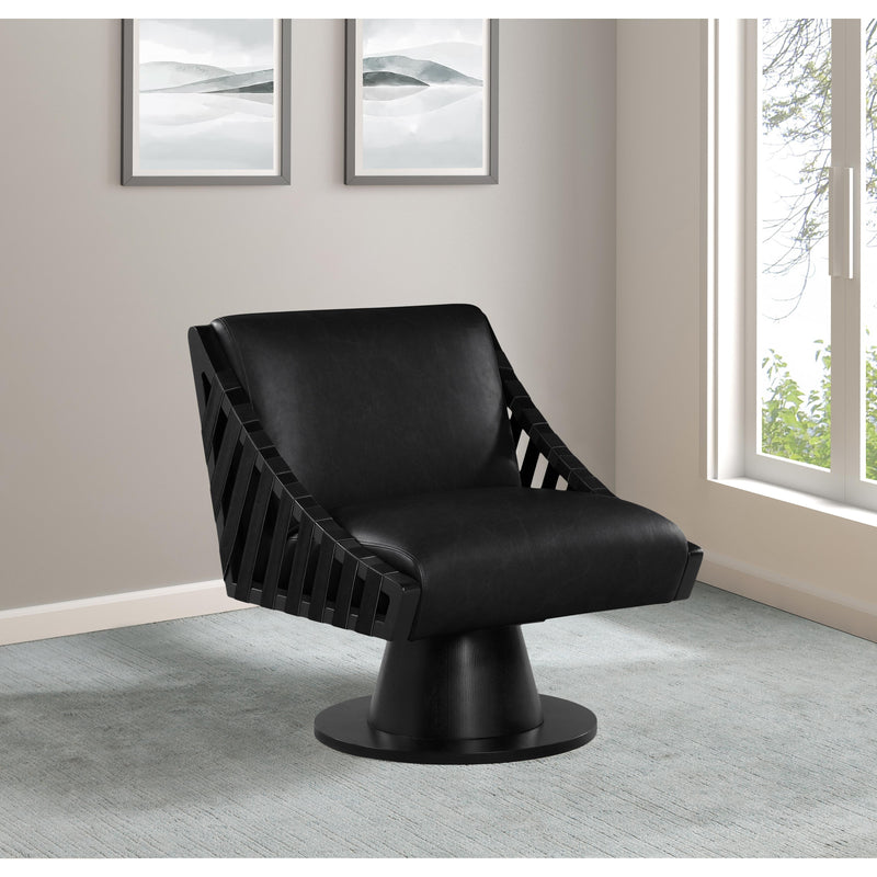 Meridian Millwin Black Vegan Leather Swivel Accent Chair IMAGE 2