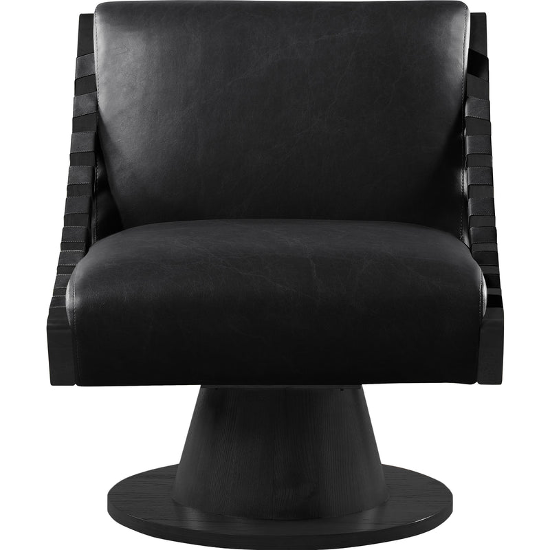 Meridian Millwin Black Vegan Leather Swivel Accent Chair IMAGE 3