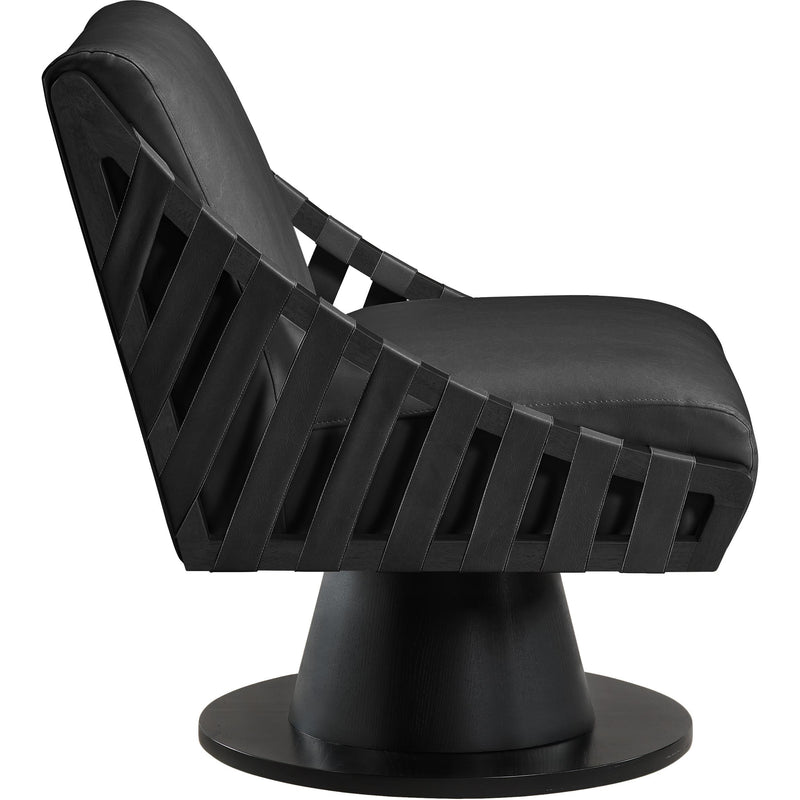 Meridian Millwin Black Vegan Leather Swivel Accent Chair IMAGE 4
