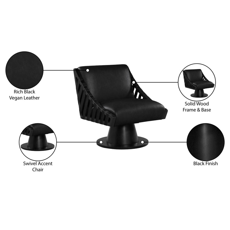 Meridian Millwin Black Vegan Leather Swivel Accent Chair IMAGE 8