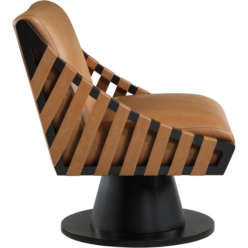 Meridian Millwin Cognac Vegan Leather Swivel Accent Chair IMAGE 4