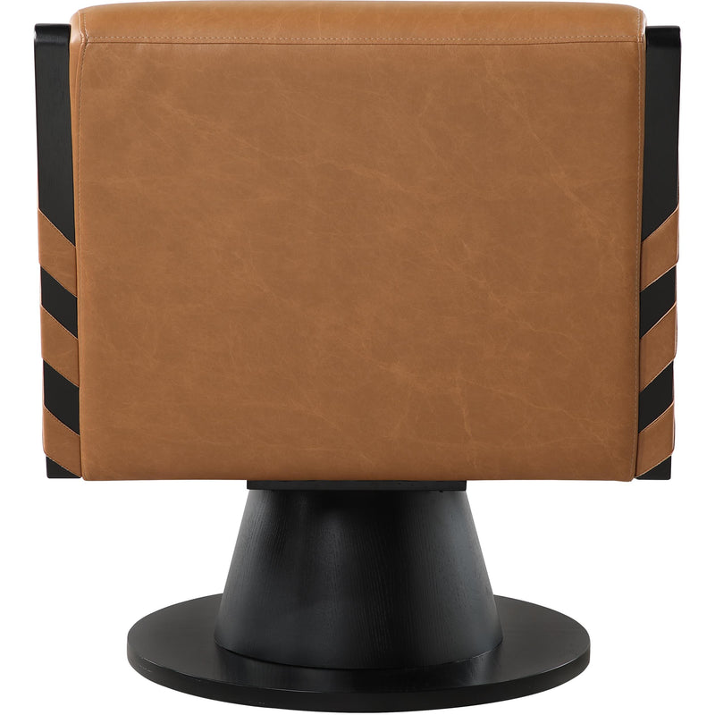 Meridian Millwin Cognac Vegan Leather Swivel Accent Chair IMAGE 5