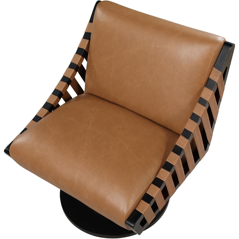 Meridian Millwin Cognac Vegan Leather Swivel Accent Chair IMAGE 6