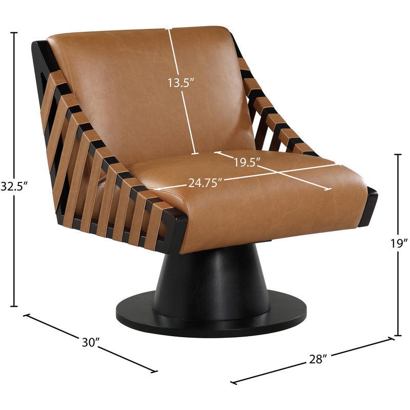 Meridian Millwin Cognac Vegan Leather Swivel Accent Chair IMAGE 7