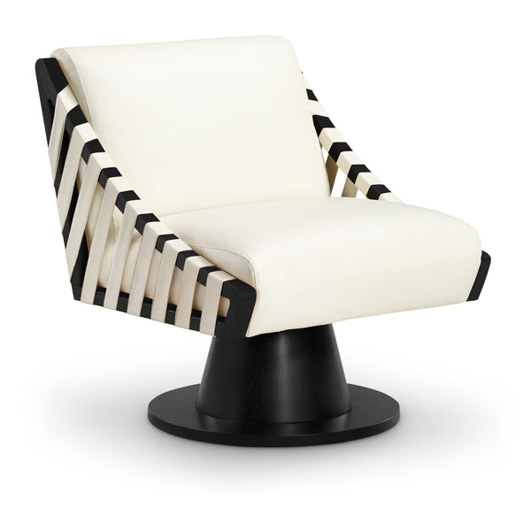 Meridian Millwin Cream Vegan Leather Swivel Accent Chair IMAGE 1