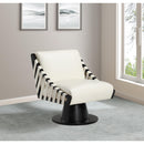 Meridian Millwin Cream Vegan Leather Swivel Accent Chair IMAGE 2