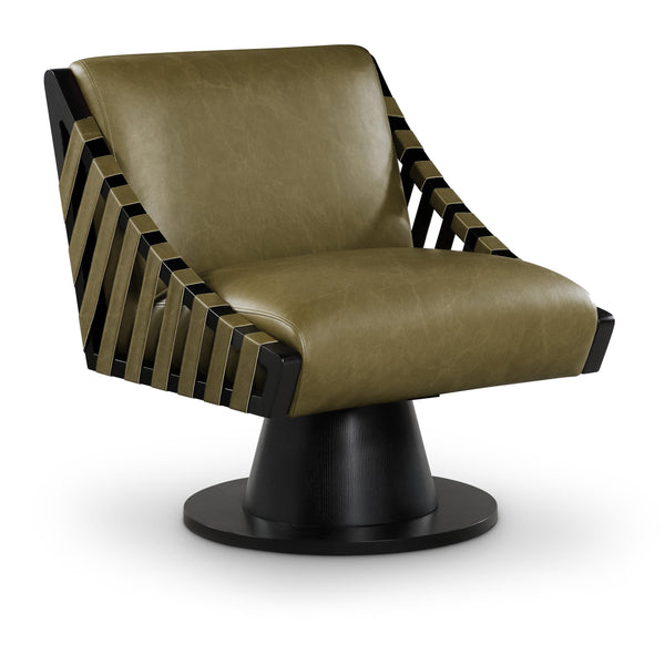 Meridian Millwin Olive Vegan Leather Swivel Accent Chair IMAGE 1
