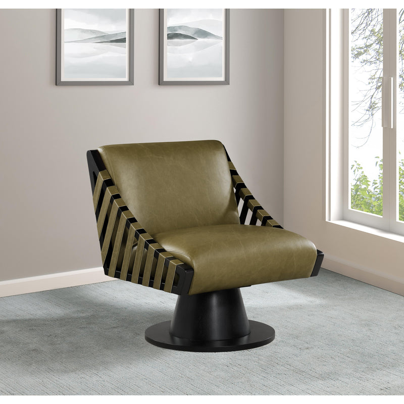 Meridian Millwin Olive Vegan Leather Swivel Accent Chair IMAGE 2