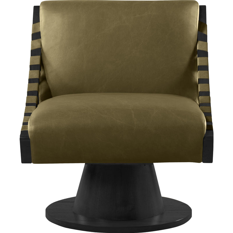 Meridian Millwin Olive Vegan Leather Swivel Accent Chair IMAGE 3