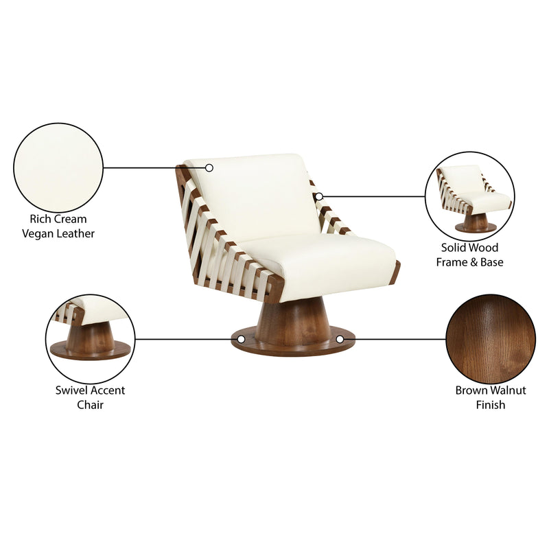 Meridian Millwin Cream Vegan Leather Swivel Accent Chair IMAGE 8
