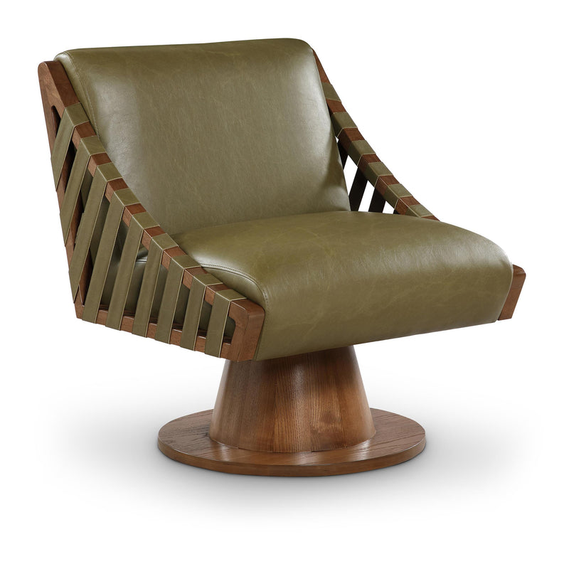 Meridian Millwin Olive Vegan Leather Swivel Accent Chair IMAGE 1