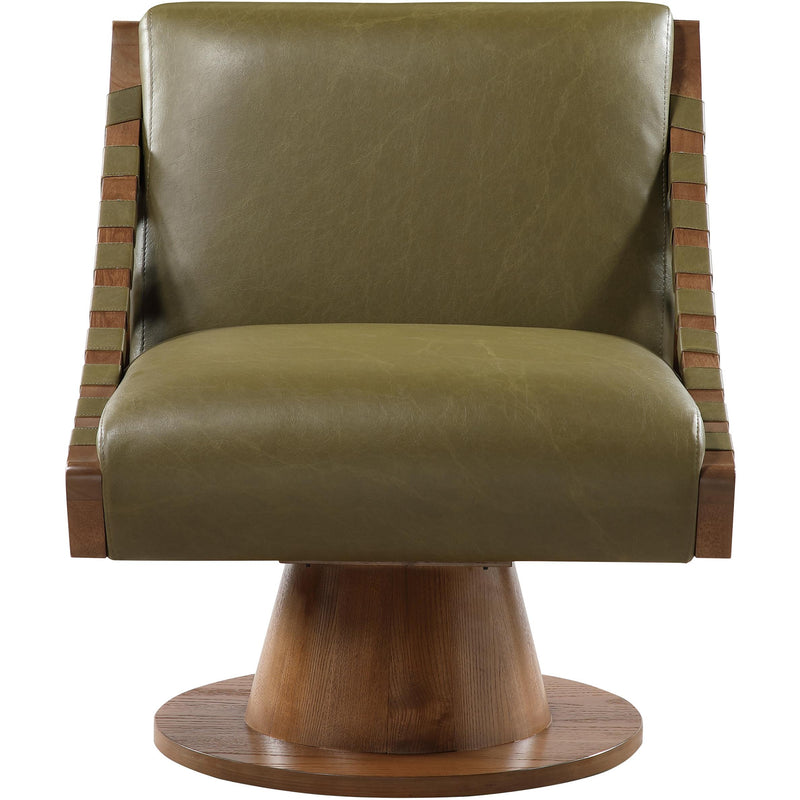 Meridian Millwin Olive Vegan Leather Swivel Accent Chair IMAGE 3