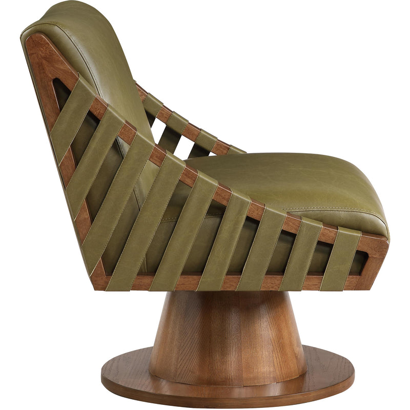 Meridian Millwin Olive Vegan Leather Swivel Accent Chair IMAGE 4