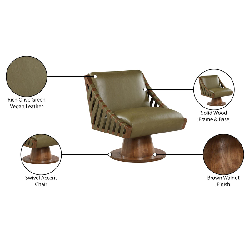 Meridian Millwin Olive Vegan Leather Swivel Accent Chair IMAGE 8