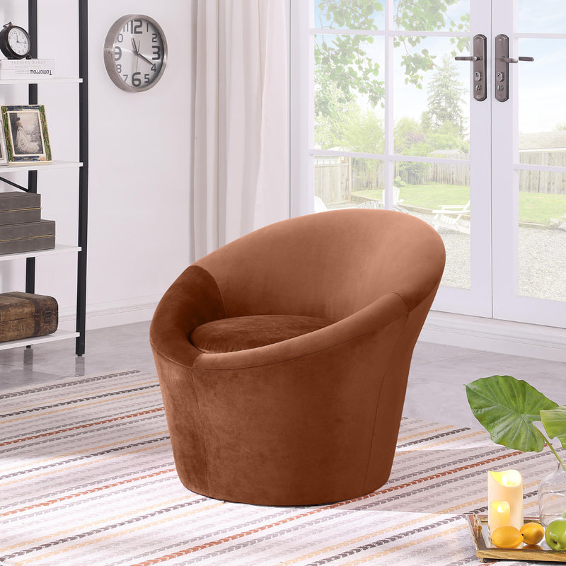 Meridian Tristan Cognac Velvet Accent Chair IMAGE 2