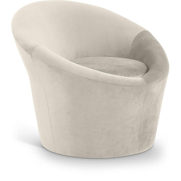 Meridian Tristan Cream Velvet Accent Chair IMAGE 1