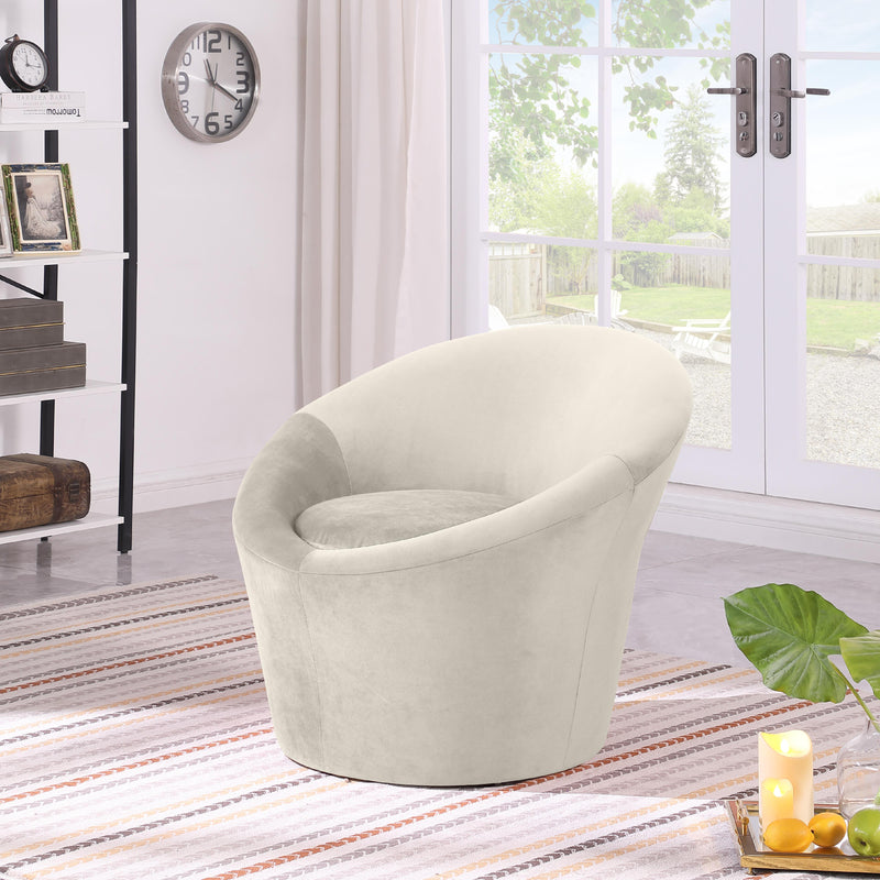 Meridian Tristan Cream Velvet Accent Chair IMAGE 2