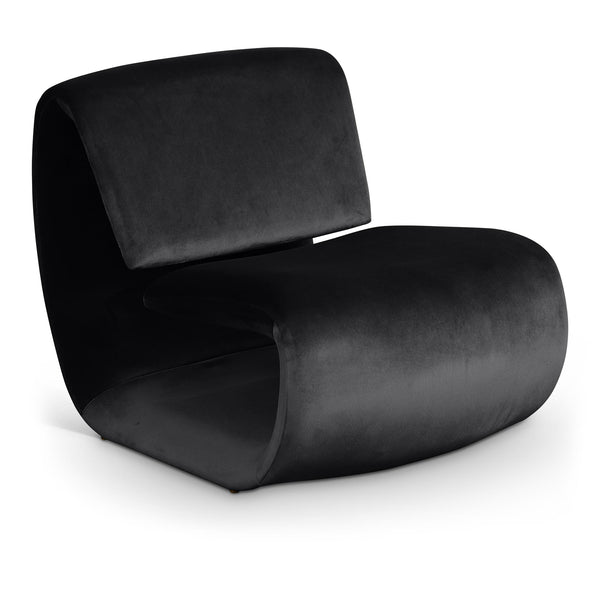 Meridian Nouveau Black Velvet Accent Chair IMAGE 1