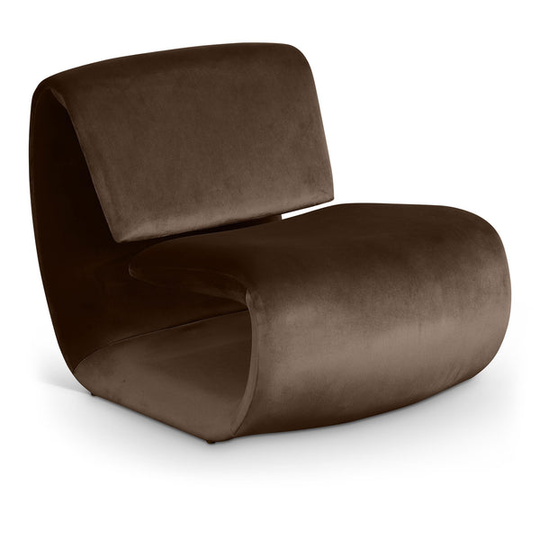 Meridian Nouveau Brown Velvet Accent Chair IMAGE 1