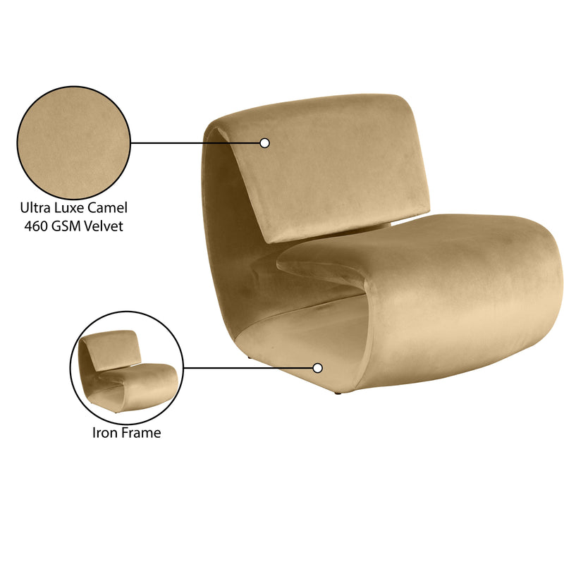 Meridian Nouveau Camel Velvet Accent Chair IMAGE 10
