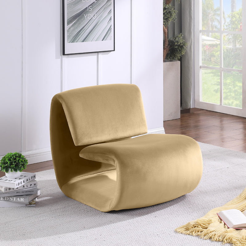 Meridian Nouveau Camel Velvet Accent Chair IMAGE 2