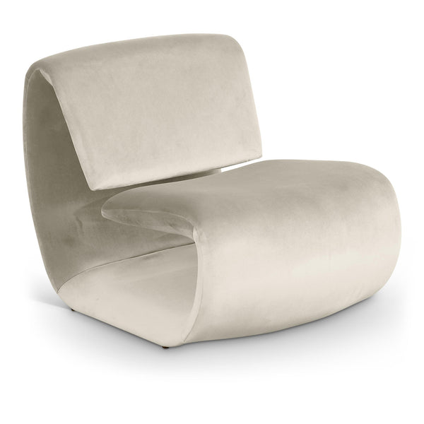 Meridian Nouveau Cream Velvet Accent Chair IMAGE 1