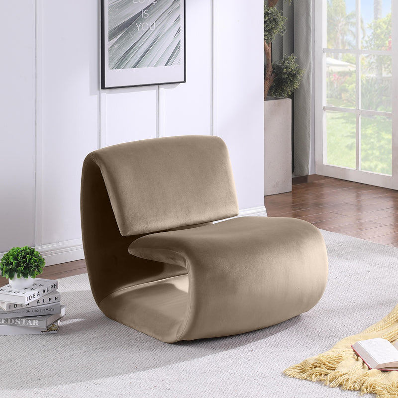 Meridian Nouveau Taupe Velvet Accent Chair IMAGE 2