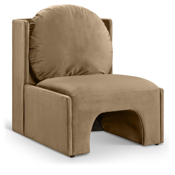 Meridian Sigma Beige Velvet Accent Chair IMAGE 1