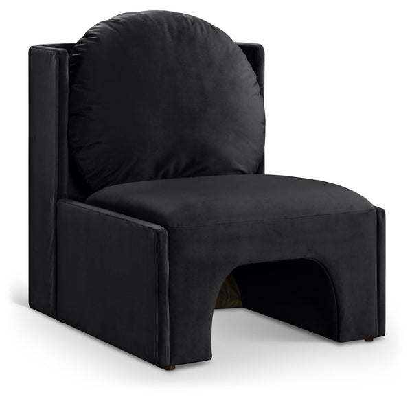 Meridian Sigma Black Velvet Accent Chair IMAGE 1