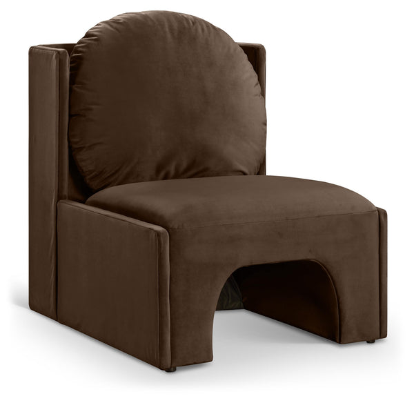 Meridian Sigma Brown Velvet Accent Chair IMAGE 1
