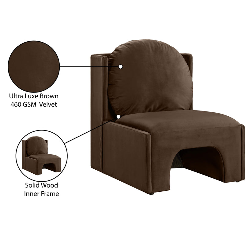 Meridian Sigma Brown Velvet Accent Chair IMAGE 9