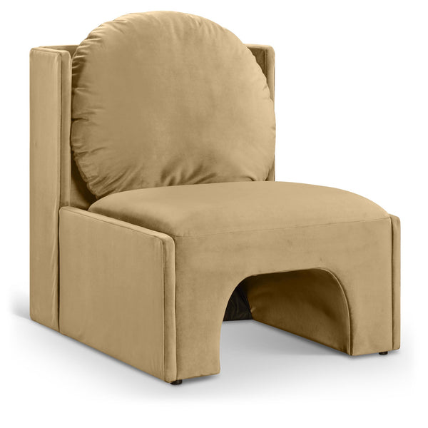 Meridian Sigma Camel Velvet Accent Chair IMAGE 1