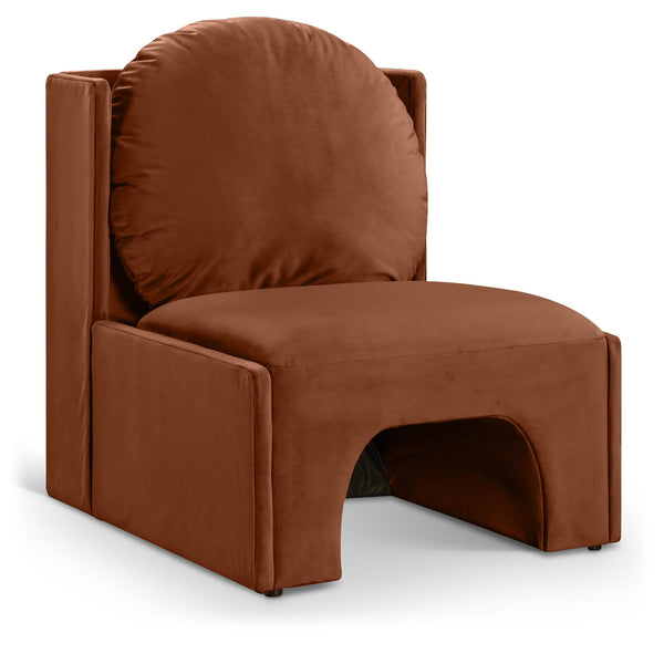 Meridian Sigma Cognac Velvet Accent Chair IMAGE 1