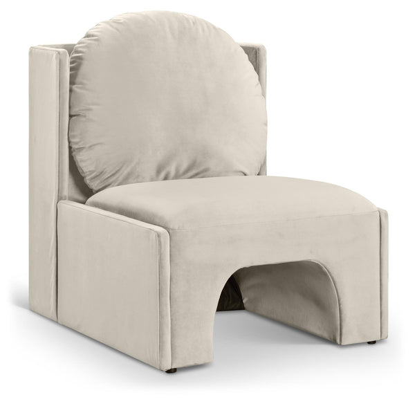 Meridian Sigma Cream Velvet Accent Chair IMAGE 1