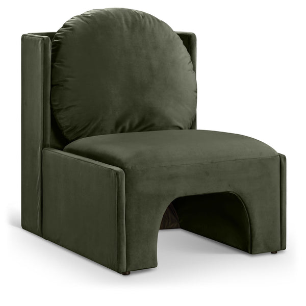 Meridian Sigma Green Velvet Accent Chair IMAGE 1