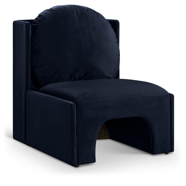 Meridian Sigma Navy Velvet Accent Chair IMAGE 1