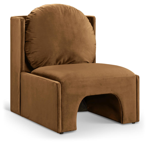 Meridian Sigma Saddle Velvet Accent Chair IMAGE 1