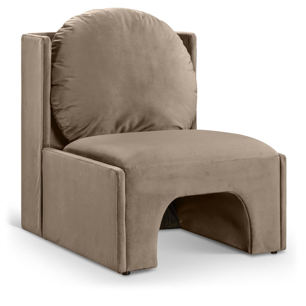 Meridian Sigma Taupe Velvet Accent Chair IMAGE 1