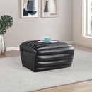 Meridian Vega Black Vegan Leather Ottoman IMAGE 2