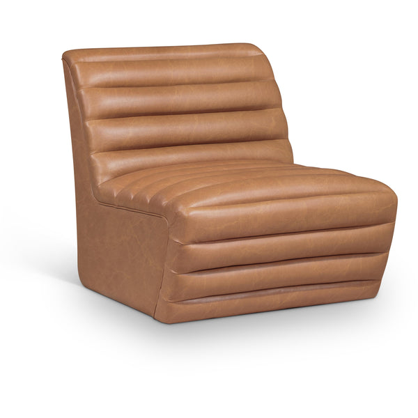 Meridian Vega Cognac Vegan Leather Accent Chair IMAGE 1