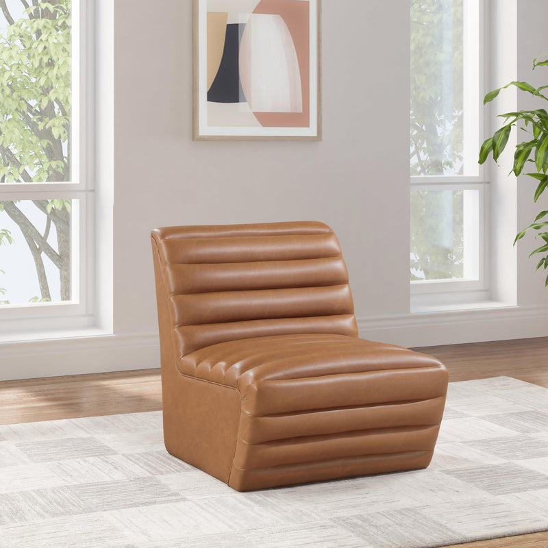 Meridian Vega Cognac Vegan Leather Accent Chair IMAGE 2