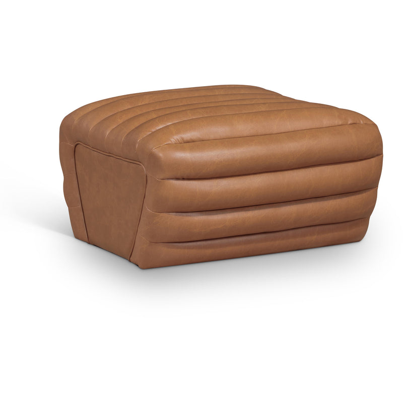 Meridian Vega Cognac Vegan Leather Ottoman IMAGE 1