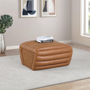 Meridian Vega Cognac Vegan Leather Ottoman IMAGE 2